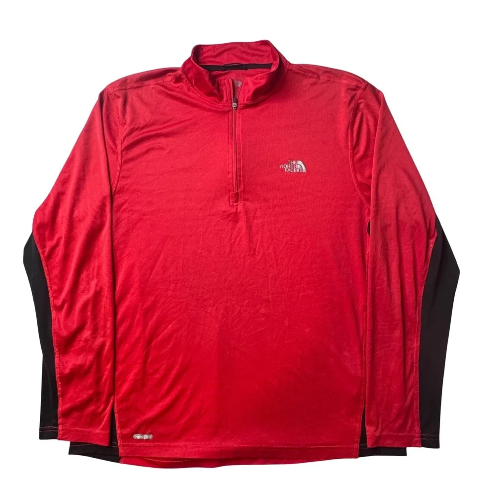 The North Face Pullover Mens LG Red VaporWick Quarter Zip Performance Hiking Top